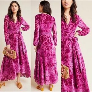 Anthropologie Hutch Velvet Burnout Wrap Dress